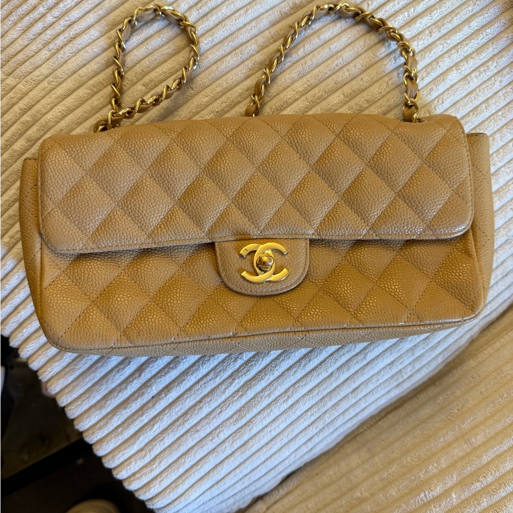 Chanel Beige Quilted Shoulder Bag